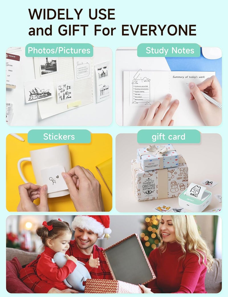 iDPRT Portable Sticker Maker Machine with 1 Roll Sticker Paper, Mini Printer Efficiently and Quickly, Thermal Printer for Study Notes, Pictures, DIY, Label, Free App with Multiple Templates, Green - Image 4